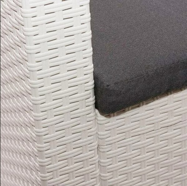 VivaGarden Salotto da Giardino con Divano 2 Posti 2 Poltrone e Tavolino con Cuscini in Rattan PE colore Bianco