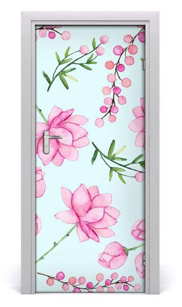 Adesivo per porta Fiori e bacche 75x205 cm