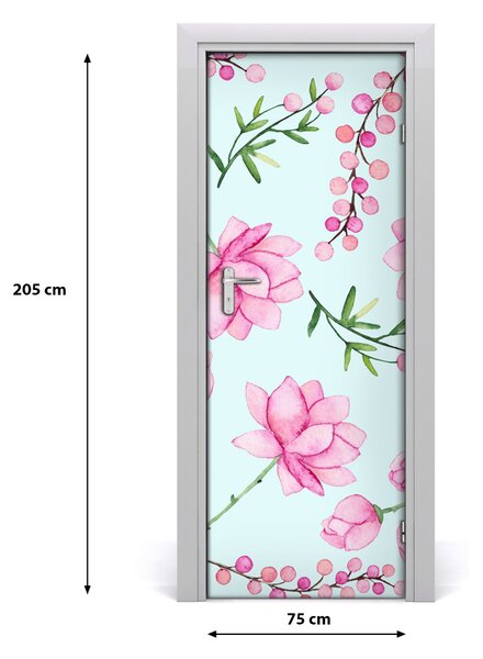 Adesivo per porta Fiori e bacche 75x205 cm