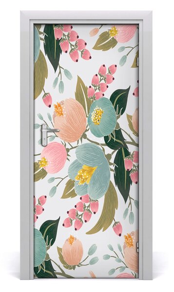 Adesivo per porta Fiori di primavera 75x205 cm