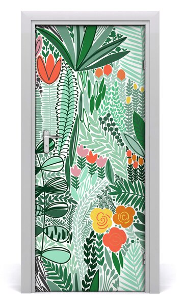 Adesivo per porta Fiori tropicali 75x205 cm