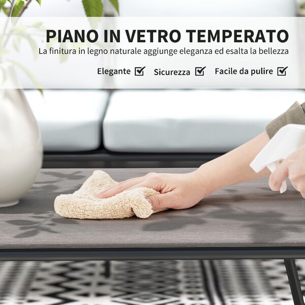VivaGarden Salotto da Giardino con Divano 2 Posti 2 Poltrone e Tavolino con Cuscini in Rattan PE colore Grigio