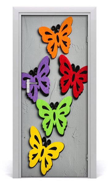 Adesivo per porta interna Farfalle colorate 75x205 cm
