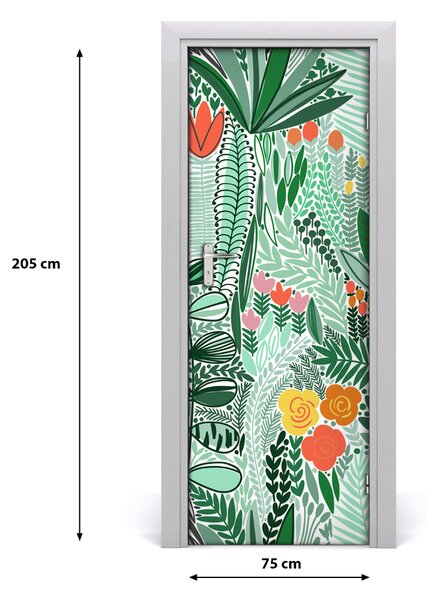 Adesivo per porta Fiori tropicali 75x205 cm