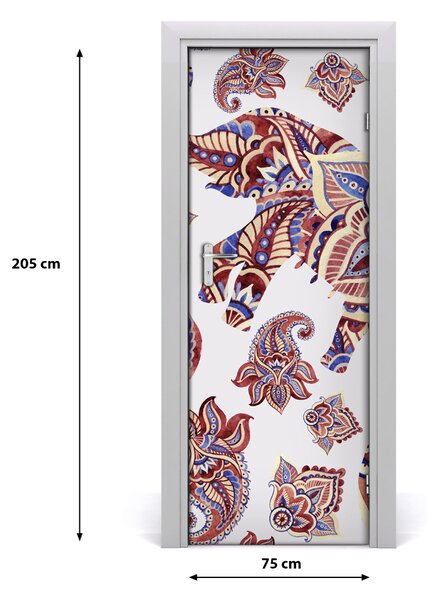 Poster adesivo per porta Modelli di elefanti etnici 75x205 cm