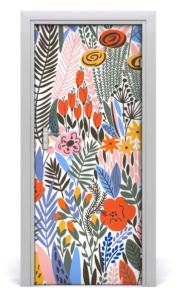 Adesivo per porta interna Fiori tropicali 75x205 cm