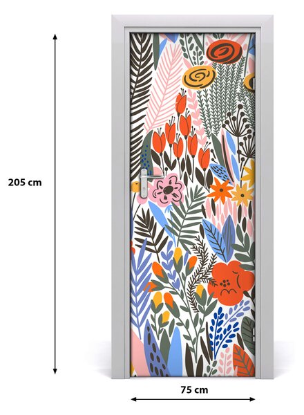 Adesivo per porta interna Fiori tropicali 75x205 cm