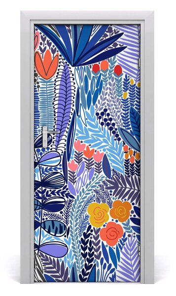 Sticker porta Fiori tropicali 75x205 cm