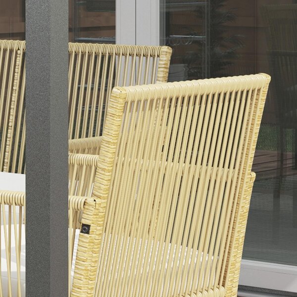 VivaGarden Salotto da Giardino con Divano 2 Posti 2 Poltrone e Tavolino con Cuscini in Rattan PE colore Legno Naturale