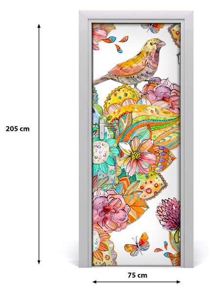 Adesivo per porta Fiori farfalle 75x205 cm