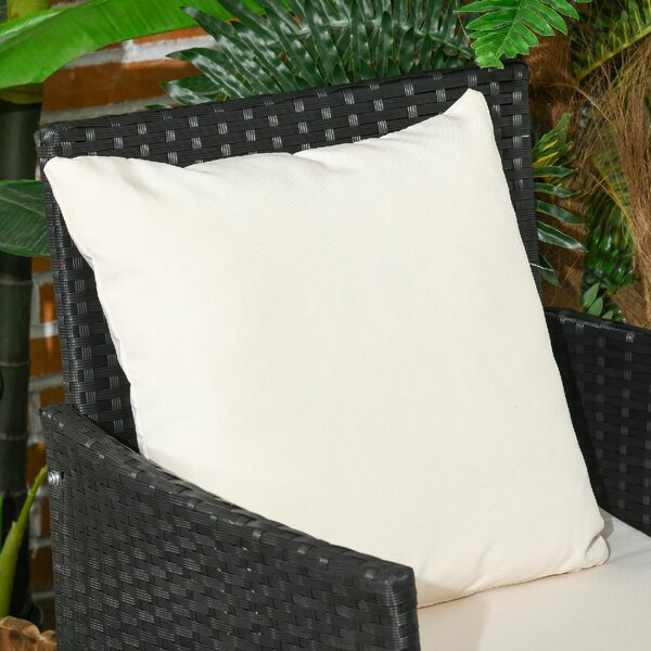 VivaGarden Salotto da Giardino con Divano 2 Posti 2 Poltrone e Tavolino con Cuscini in Rattan PE colore Nero