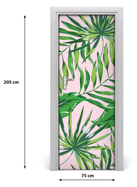 Poster adesivo per porta Foglie tropicali 75x205 cm