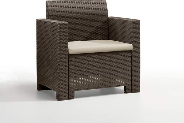 BICA Salotto da Giardino con Divano 2 Posti 2 Poltrone e Tavolino con Cuscini in Rattan PE colore Marrone - Nebraska 2