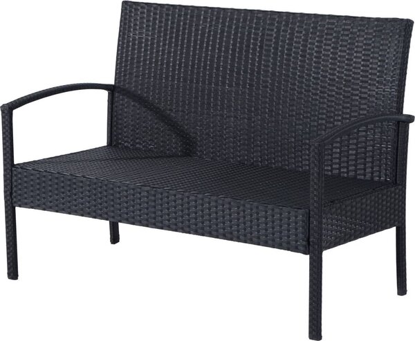 VivaGarden Salotto da Giardino con Divano 2 Posti 2 Poltrone e Tavolino con Cuscini in Rattan PE colore Nero