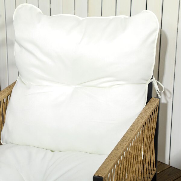 VivaGarden Salotto da Giardino con Divano 2 Posti 2 Poltrone e Tavolino con Cuscini in Rattan PE colore Nero, Marrone e Crema