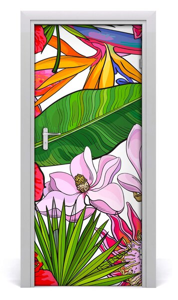 Poster adesivo per porta Pattern hawaiano 75x205 cm