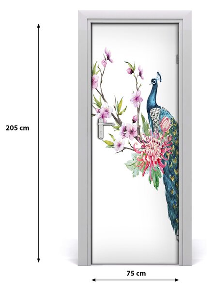 Adesivo per porta Zampa e fiori 75x205 cm