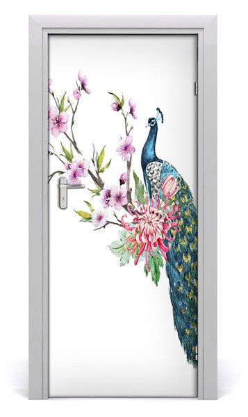 Adesivo per porta Zampa e fiori 75x205 cm