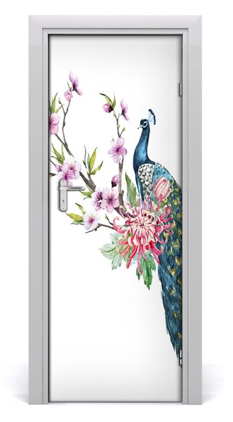 Adesivo per porta Zampa e fiori 75x205 cm
