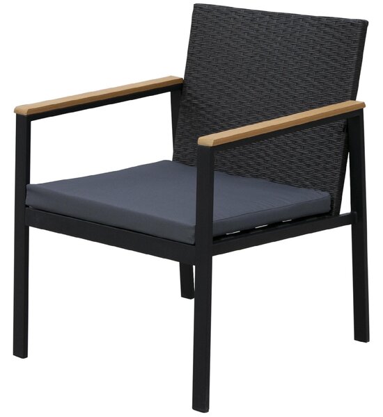 VivaGarden Salotto da Giardino con Divano 2 Posti 2 Poltrone e Tavolino con Cuscini in Rattan PE colore Nero/Grigio