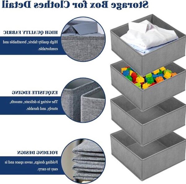 Organizzatore per armadi – Divisori in tessuto pieghevoli per abiti, camicie, pantaloni e asciugamani – Ideale per l'organizzazione e il risparmio di spazio (grigio)