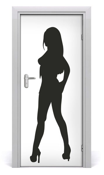 Adesivo per porta Una silhouette di una donna 75x205 cm