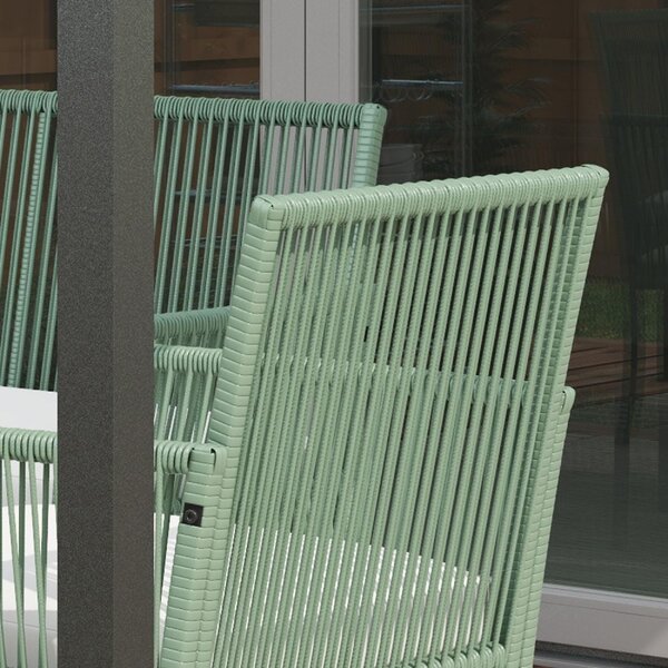 VivaGarden Salotto da Giardino con Divano 2 Posti 2 Poltrone e Tavolino con Cuscini in Rattan PE colore Verde