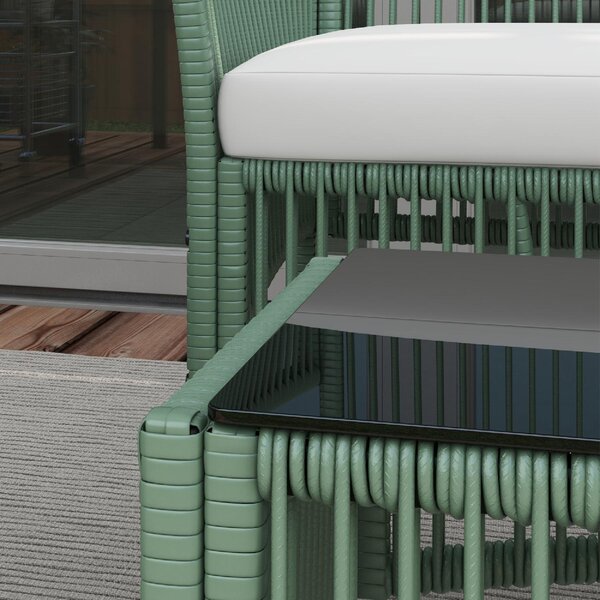 VivaGarden Salotto da Giardino con Divano 2 Posti 2 Poltrone e Tavolino con Cuscini in Rattan PE colore Verde