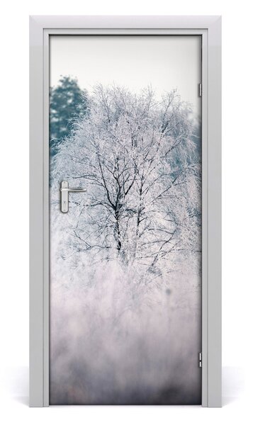 Adesivo per porta Foresta in inverno 75x205 cm