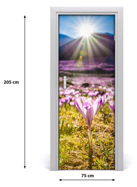 Adesivo per porta Crocus in montagna 75x205 cm