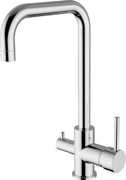 TEOREMA Miscelatore monocomando lavello tre ingressi in ottone cromato con uscita separata, deviatore acqua potabile e fissaggio rapido - TEOREMA