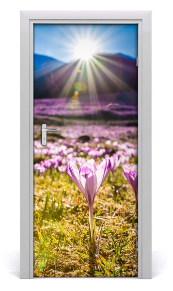 Adesivo per porta Crocus in montagna 75x205 cm