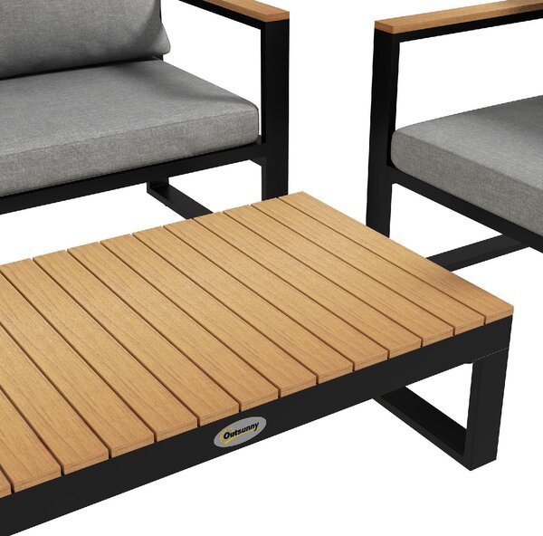 VivaGarden Salotto da Giardino con Divano 2 Posti 2 Poltrone e Tavolino in Alluminio colore Grigio