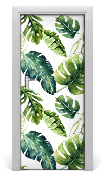 Poster adesivo per porta Foglie tropicali 75x205 cm