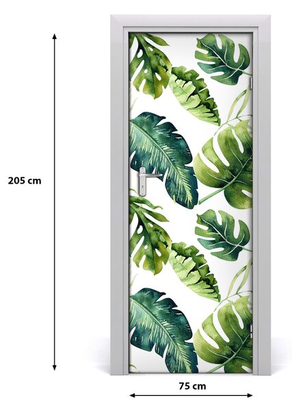 Poster adesivo per porta Foglie tropicali 75x205 cm