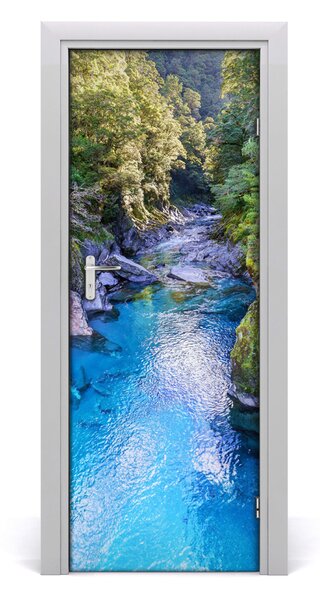 Adesivo per porta Fiume nella foresta 75x205 cm