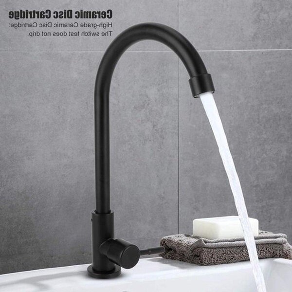 Rubinetto singolo per acqua fredda, ideale per lavabi, realizzato in acciaio inossidabile, con attacco G1/2, resistente e dal design elegante