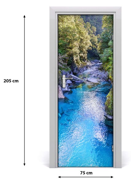 Adesivo per porta Fiume nella foresta 75x205 cm