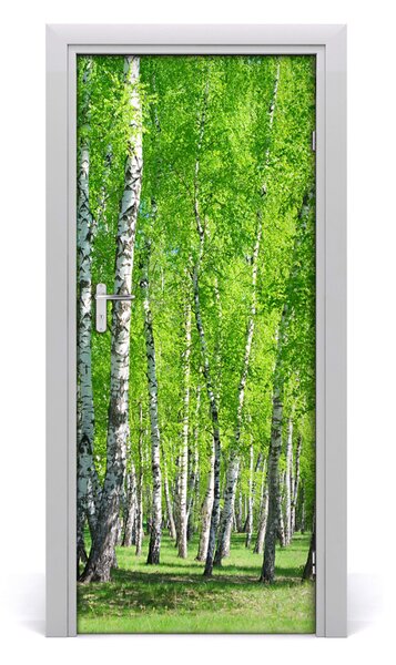 Adesivo per porta Foresta di betulla 75x205 cm