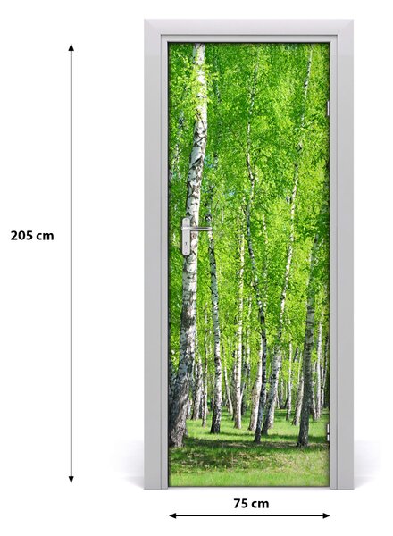 Adesivo per porta Foresta di betulla 75x205 cm