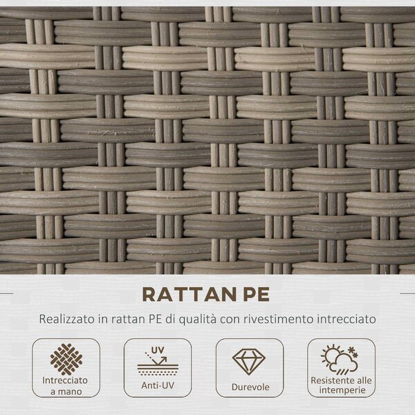 VivaGarden Salotto da Giardino con Divano 3 Posti 2 Poltrone 2 Sgabelli e Tavolino con Cuscini in Rattan PE colore Marrone