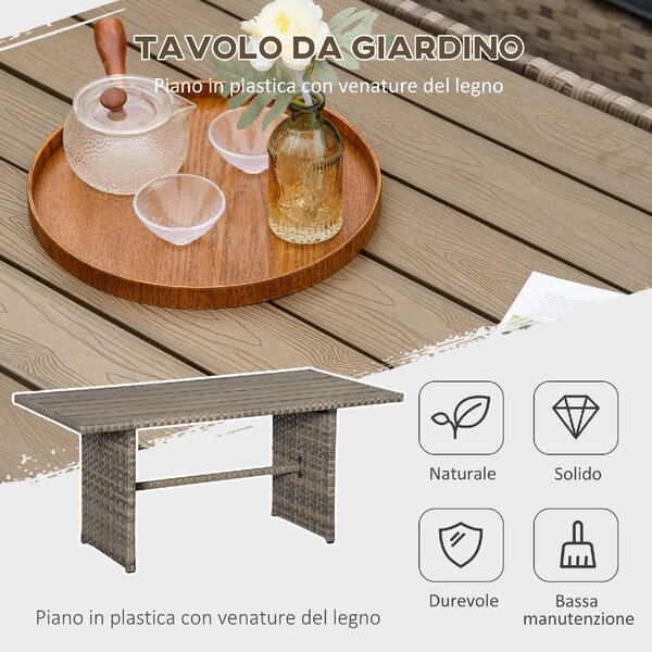 VivaGarden Salotto da Giardino con Divano 3 Posti 2 Poltrone 2 Sgabelli e Tavolino con Cuscini in Rattan PE colore Marrone