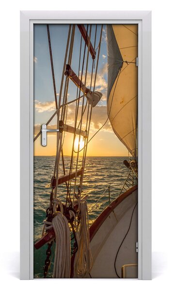 Poster adesivo per porta Yacht in mare 75x205 cm