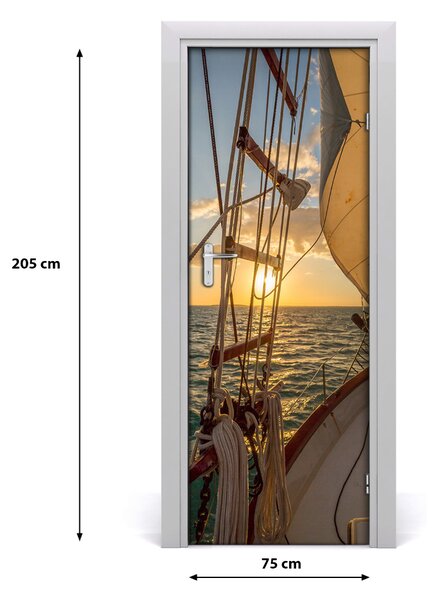 Poster adesivo per porta Yacht in mare 75x205 cm