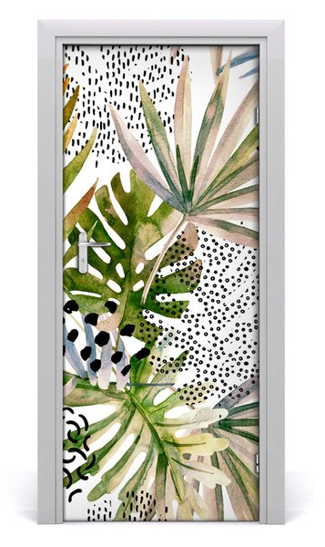 Adesivo per porta Foglie tropicali 75x205 cm