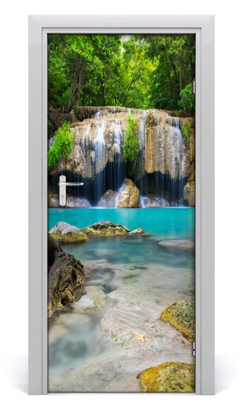 Adesivo per porta Cascata nella giungla 75x205 cm