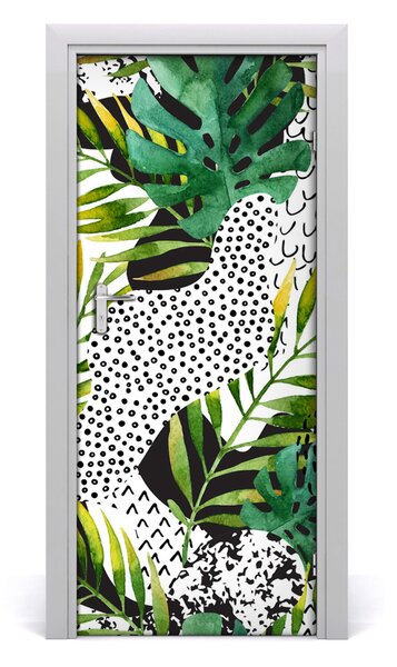 Adesivo per porta interna Foglie tropicali 75x205 cm