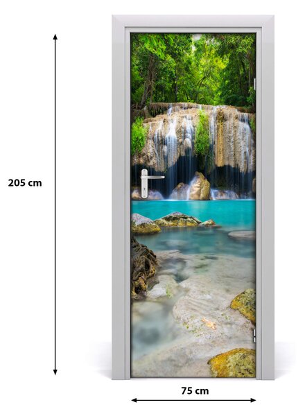 Adesivo per porta Cascata nella giungla 75x205 cm