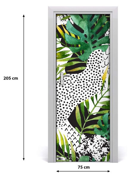 Adesivo per porta interna Foglie tropicali 75x205 cm