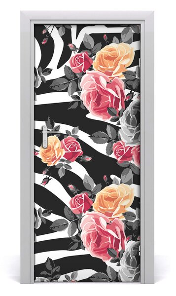 Adesivo per porta Rose zebra 75x205 cm